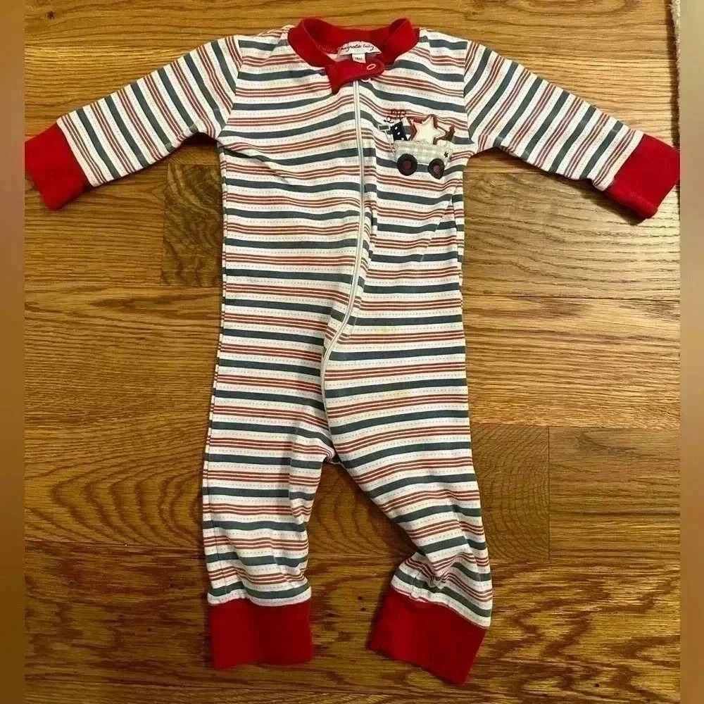Magnolia Baby 4th of July Wagon Pajamas red white and blue 18 months